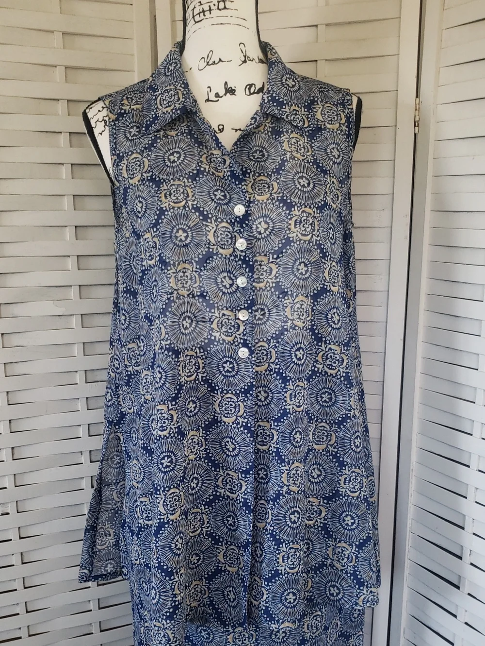 Oilily Sleeveless Blue Printed Maxi Skirt Set